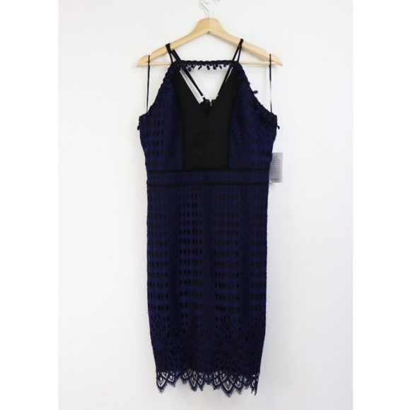 COPY - HARLYN Contrast Chiffon Lace Halter Body-con Dress XL - Picture 5 of 6